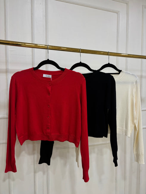 Casual Round Knitted Crop Cardigan